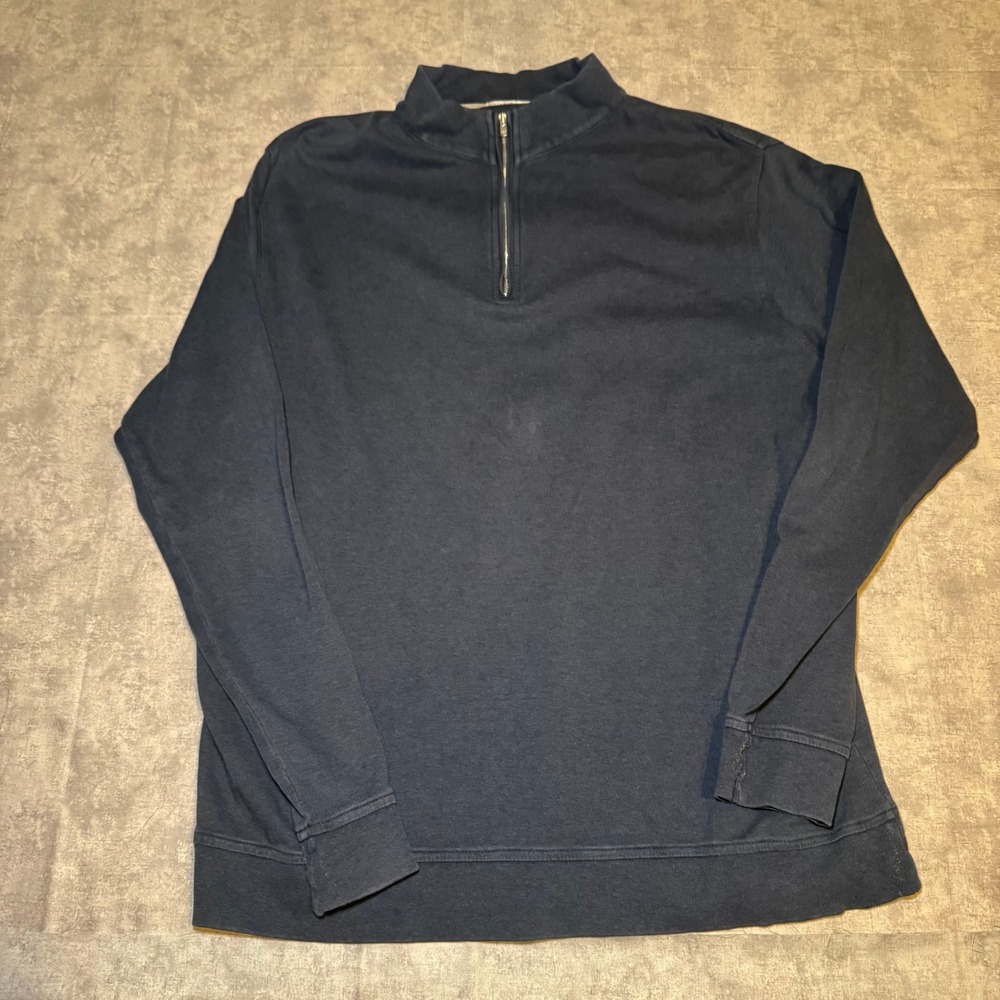 Peter Millar Mens XXL Navy Blue Quarter Zip Pullover Cotton Blend Sweatshirt